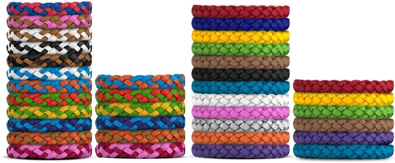 36 Pack Mosquito Repellent Bracelets, DEET-Free, Individually Wrapped PU Leather Insect & Bug Repellent Wrist Bands